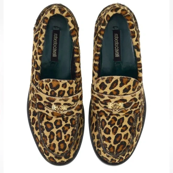 Roberto Cavalli Jaguar Print Penny Loafers